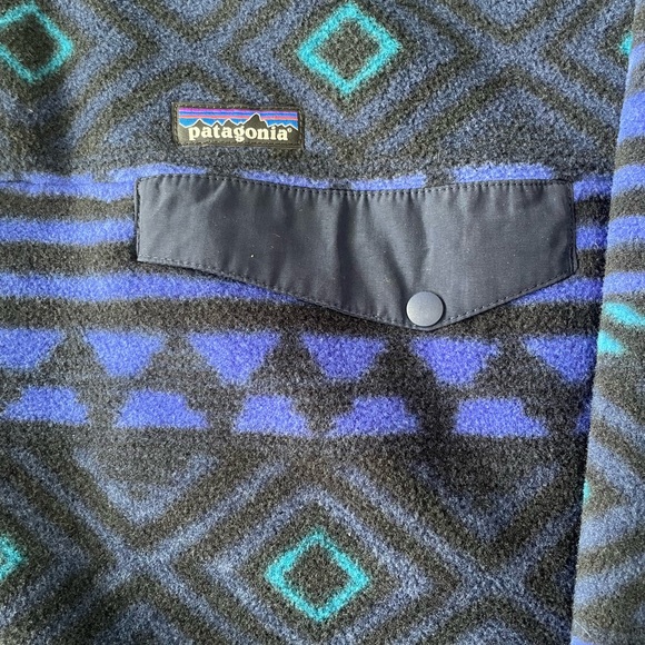 Vintage Patagonia Synchilla Fleece Aztec Southwestern Blue Purple XL Snap-T EUC - Picture 2 of 11